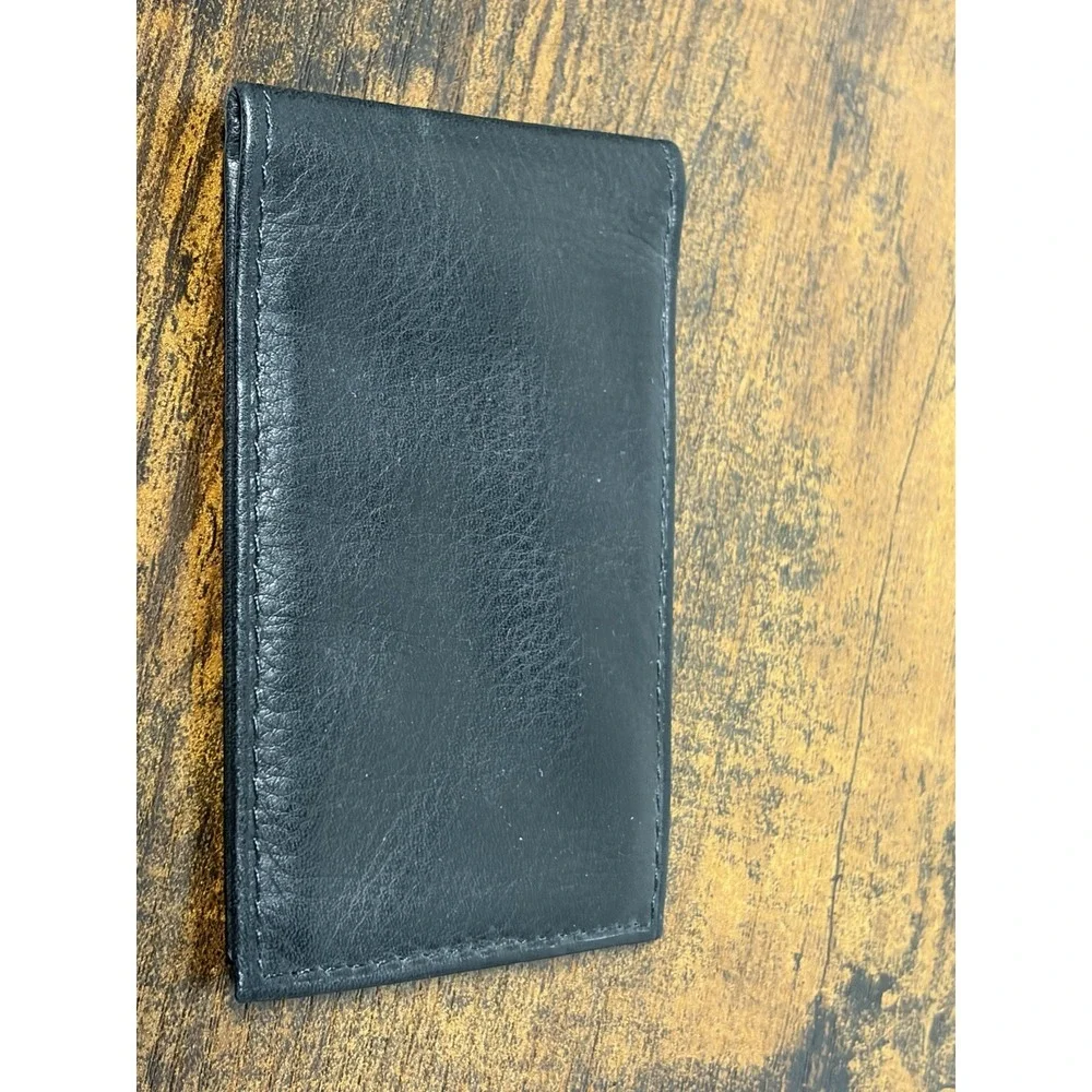 Fossil Leather Card Wallet Black Bifold Slim ID + 5 Card Slots